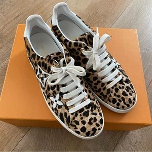 ‼️Drop‼️ LOUIS VUITTON Pony Hair Leopard FRONTROW sneakers box & extra laces!✨
